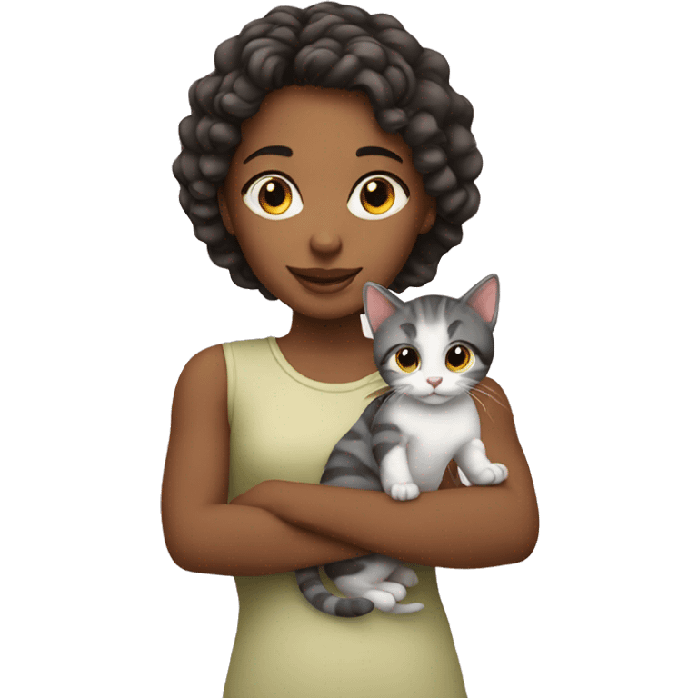 Girl  with kitten emoji