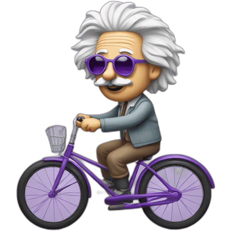 Einstein riding bicycle with purple sunglass emoji