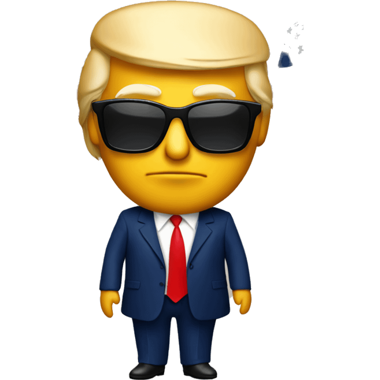 Donald trump with sunglasses with American flags in the back emoji