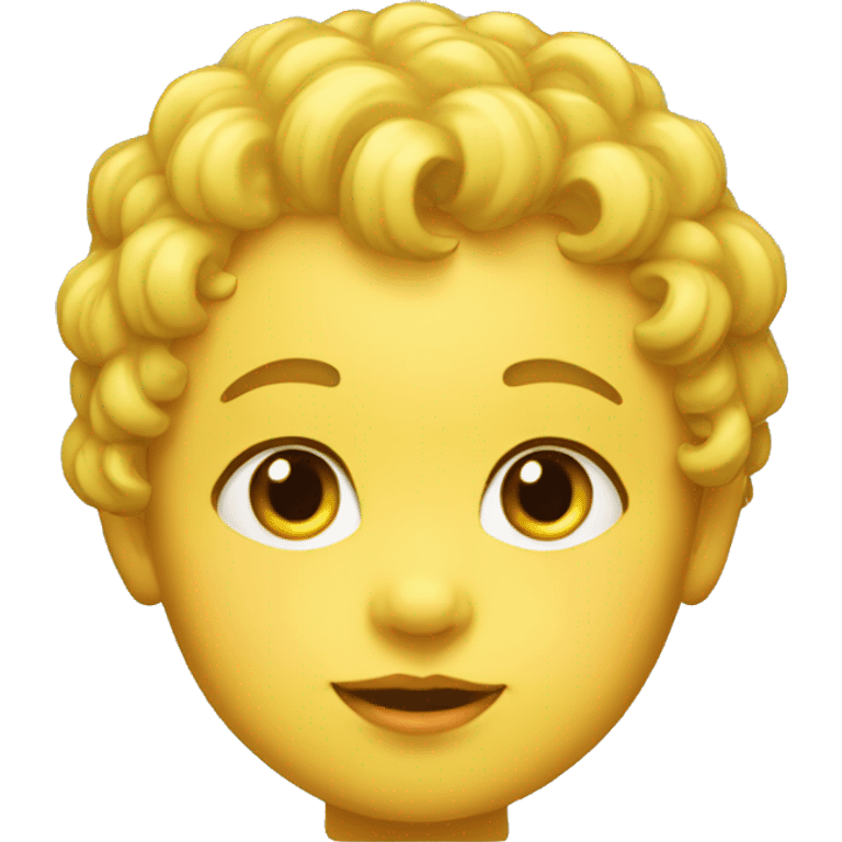 baby face, no neck, yellow skin, curl on head emoji