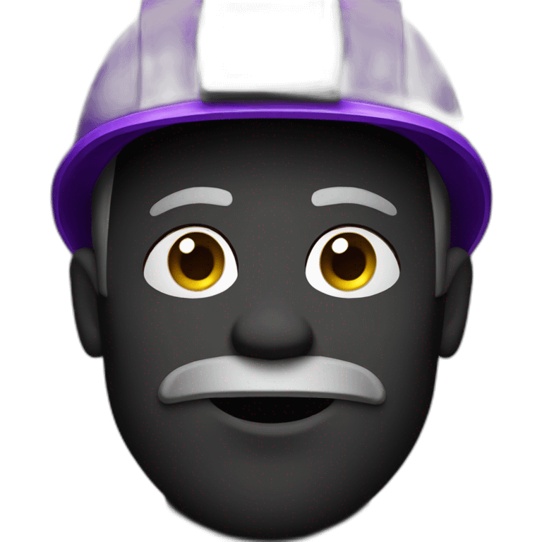 Coal miner with dust-black face and purple helmet emoji