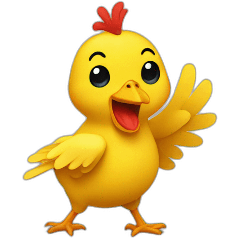 yellow chicken kicking emoji