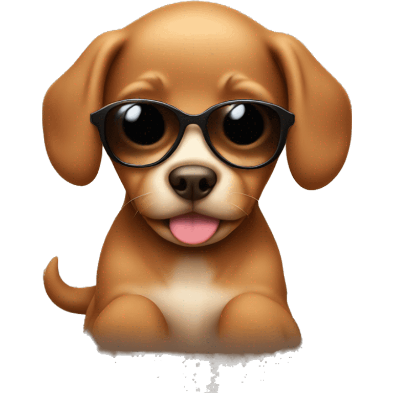 cute brown puppy with wearing sunglasses emoji