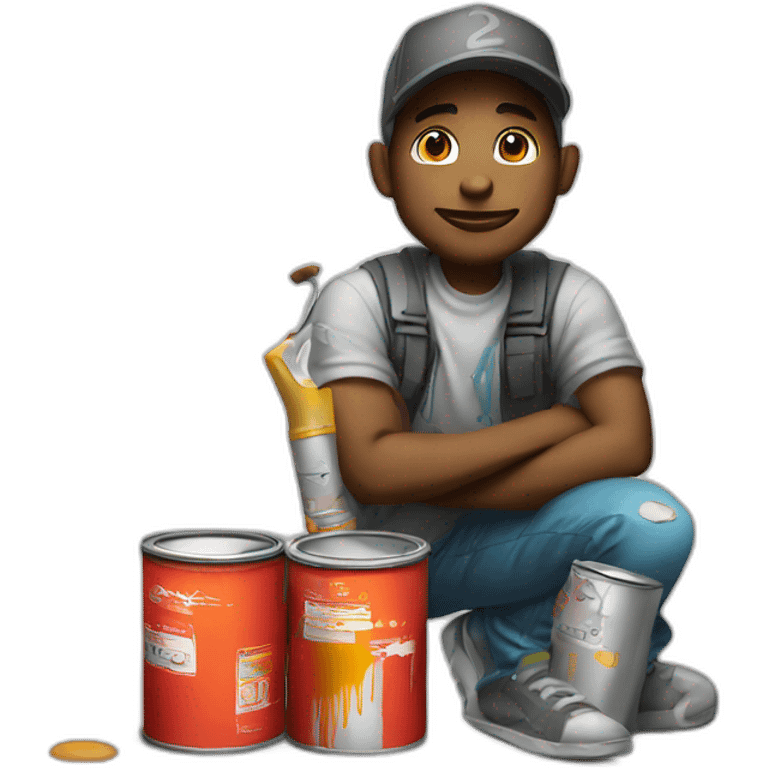 graffiti artist with paint cans emoji