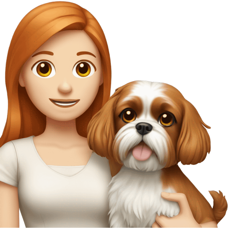 Ginger girl with Shih tzu  emoji