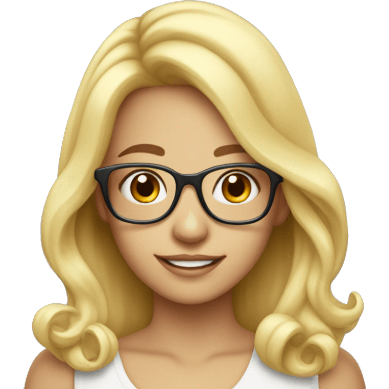 pretty blonde girl with glasses and  birthday hat emoji