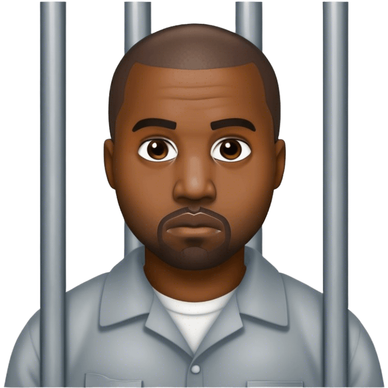 kanye west as a prison inmate without a cell behind him emoji