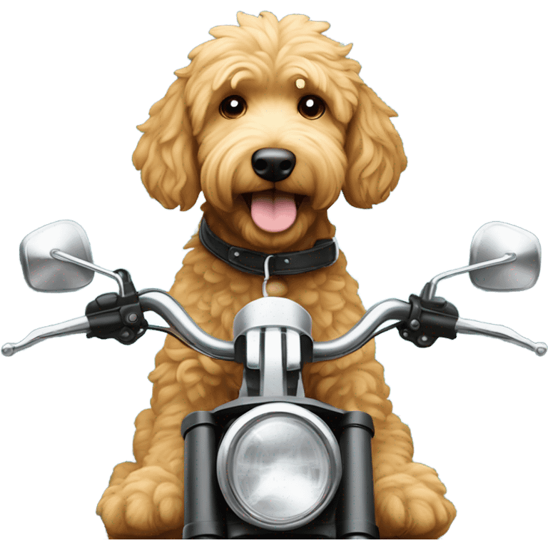 golden doodle on a motorcycle emoji