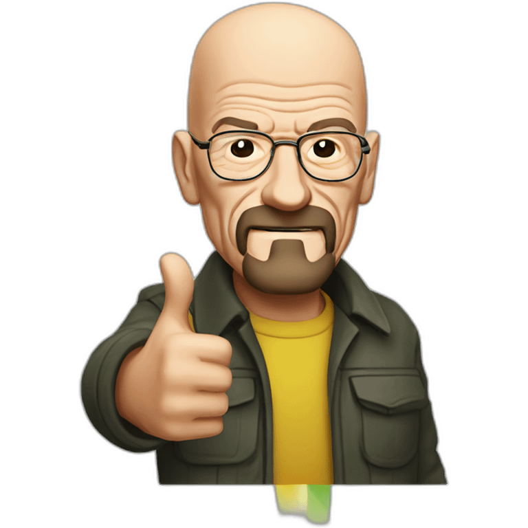 Walter White holding a lgbt flag and giving a thumbs up emoji