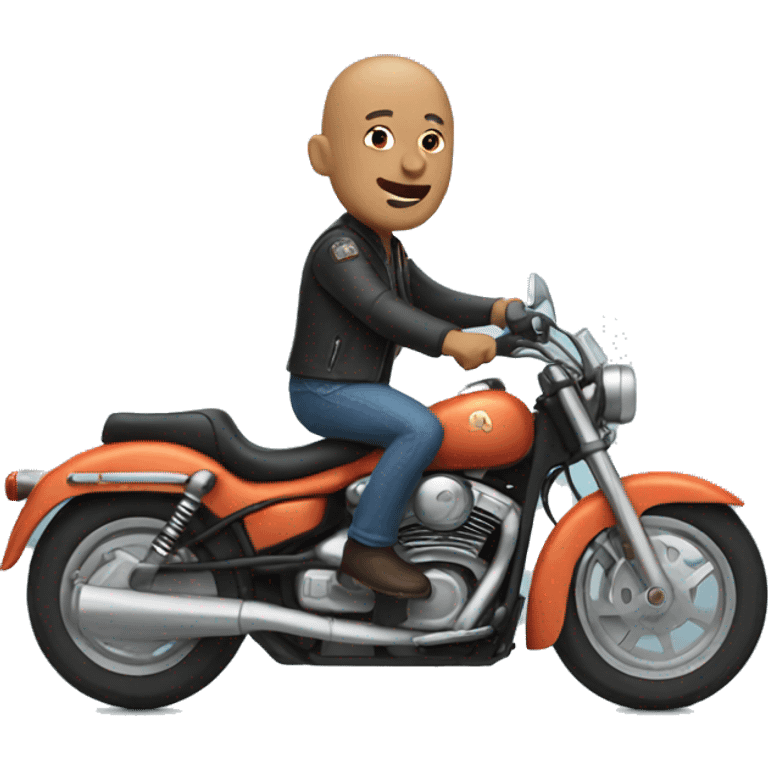 Bald man riding a motorcycle emoji