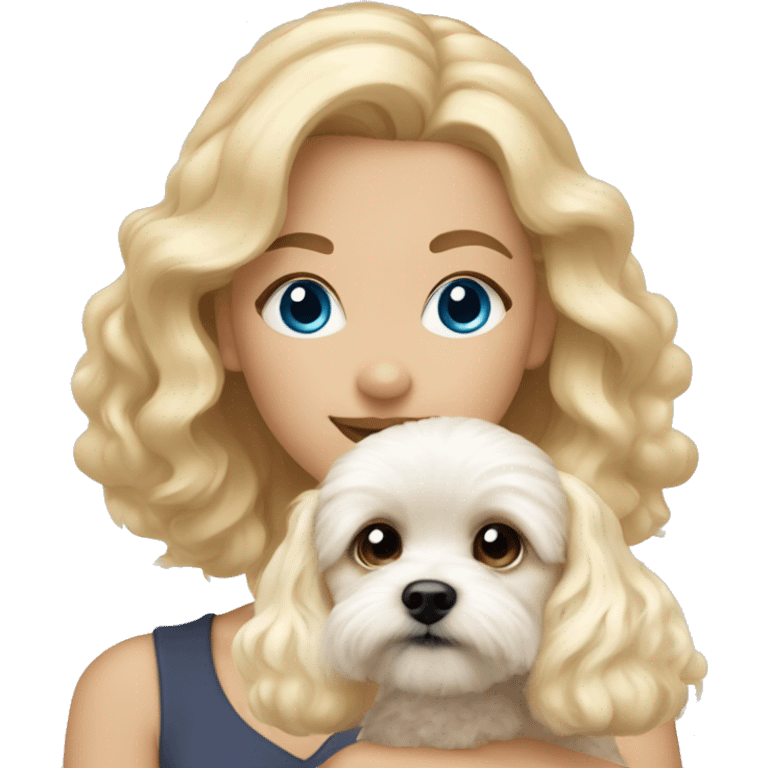 Blonde girl with blue eyes and blonde maltipoo emoji