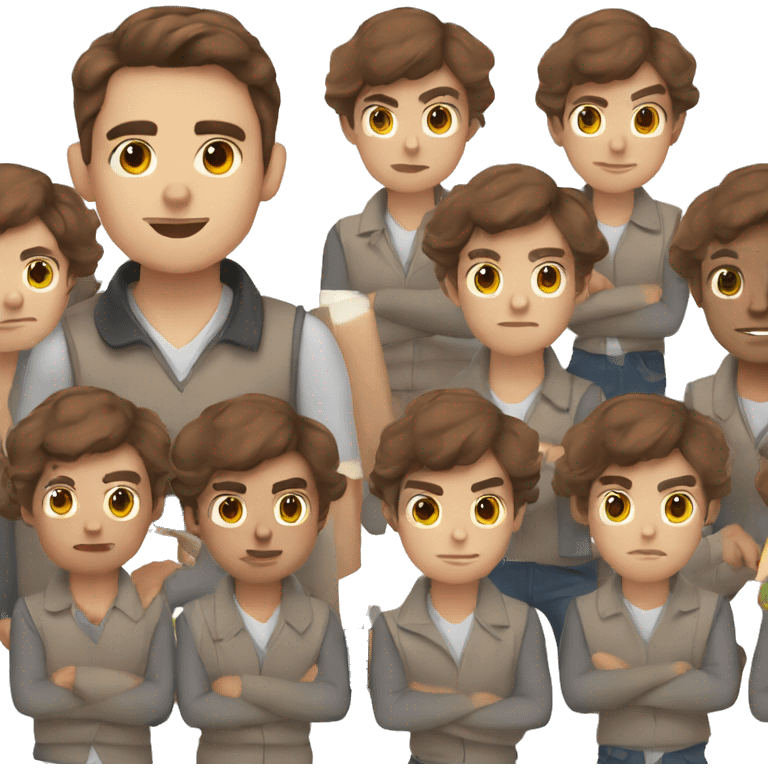 young male teacher with brown hair and brow eyes. Make it pokemon style emoji