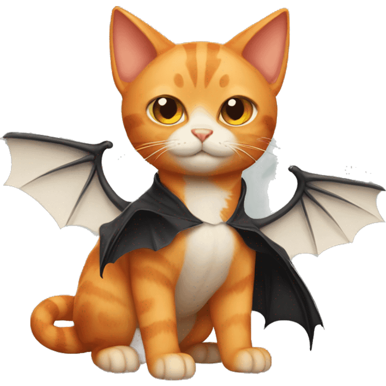 a buff orange cat with bat wings emoji