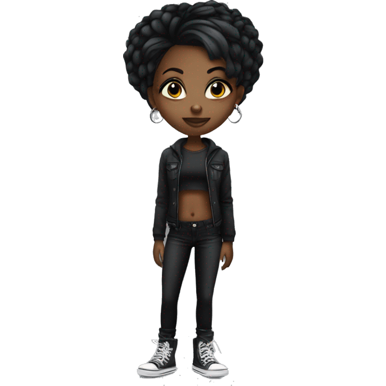 black girl with emo hair, tattoos, and piercings  emoji