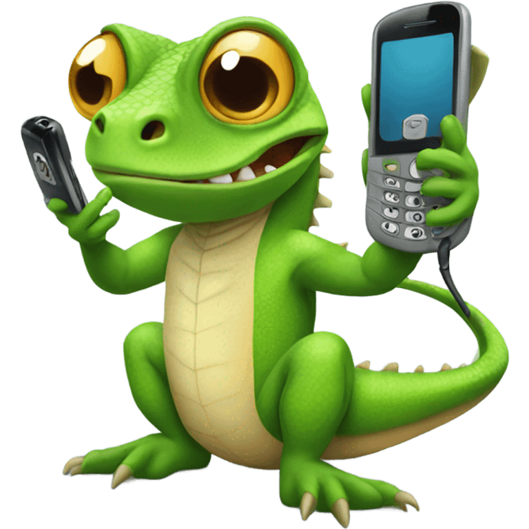 Lizard with a phone emoji