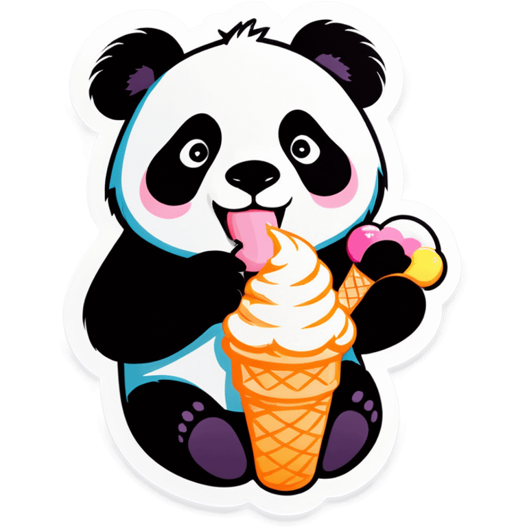 Panda eating ice cream emoji