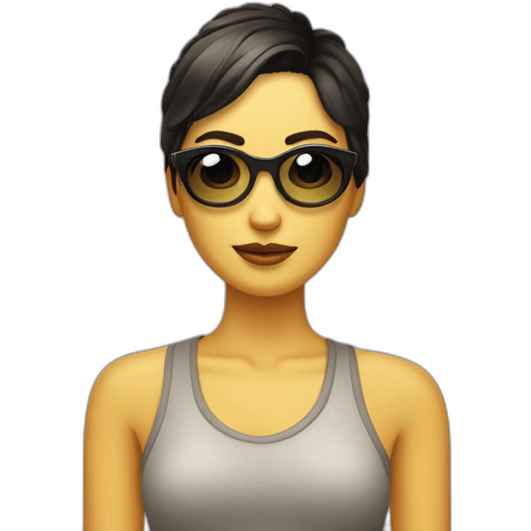 Chica con gafas flequillo morena emoji