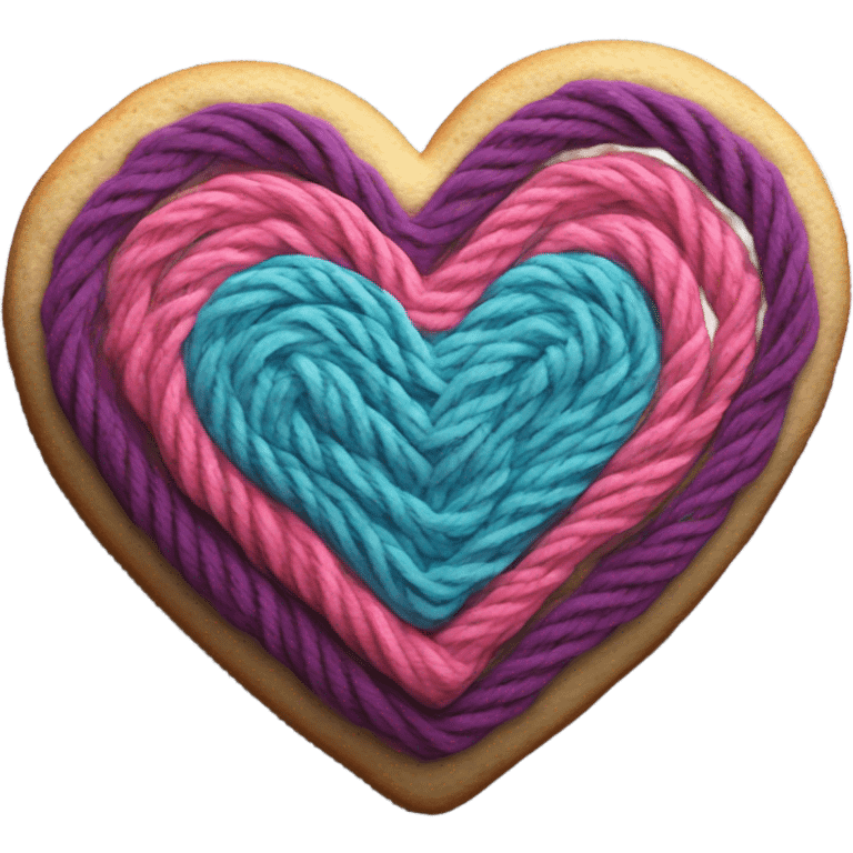 Cookie heart with yarn emoji