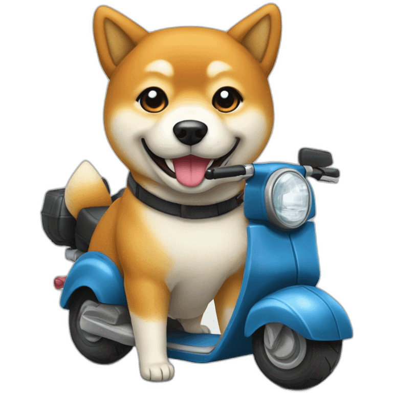 Shiba assis sur un scooter emoji