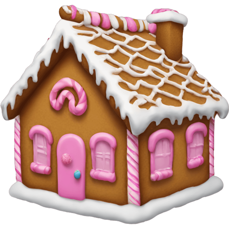 Gingerbread house with a pink bow  emoji