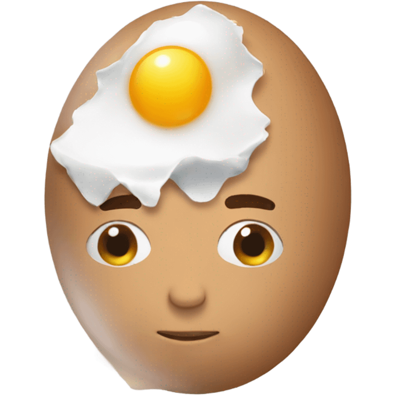 Guy hatching from egg with shell piece left on head emoji