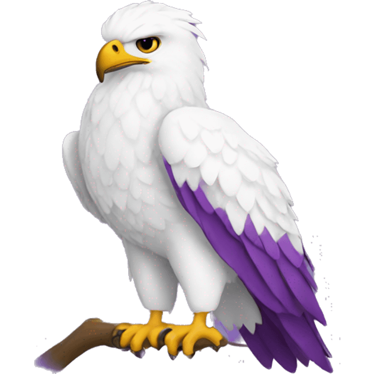 white hawk wearing a purple sweater emoji