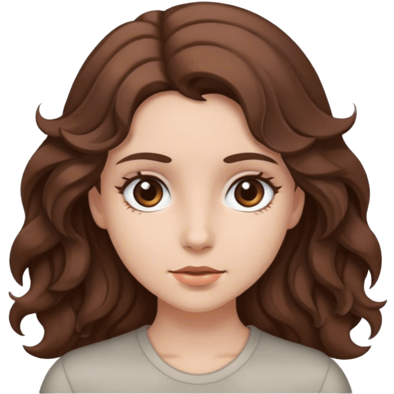 Girl with grey eyes and brown wavy hair emoji