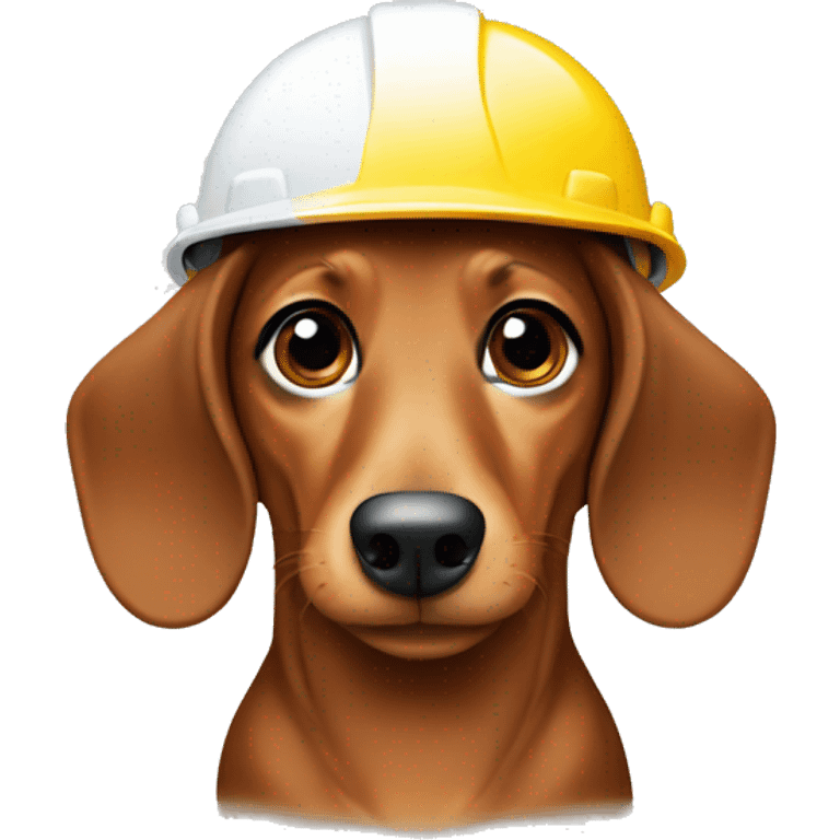 dachshund with A hard hat that says samsung emoji