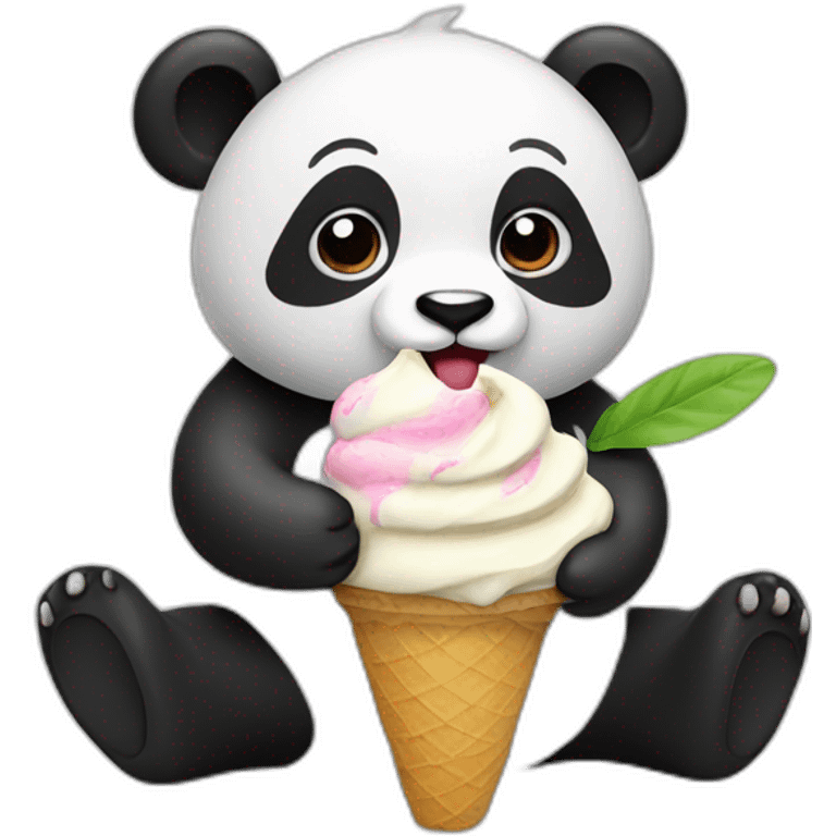 Panda eating ice cream emoji