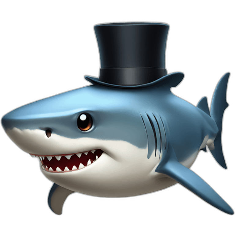 Shark with a top hat emoji