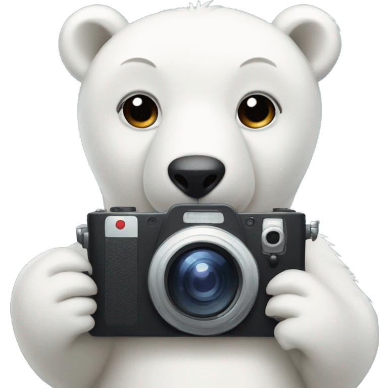 Cute Polar bear holding a Camera  emoji