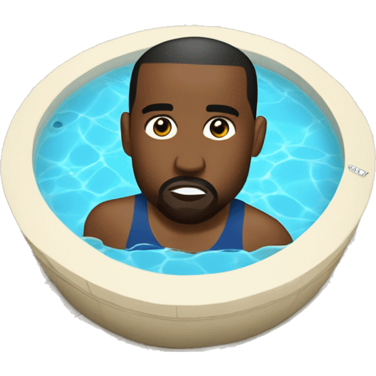 Kanye West in a swimming pool drinking at pina colada emoji