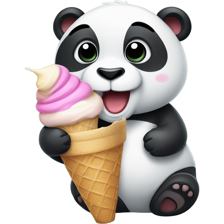 Panda eating ice cream emoji