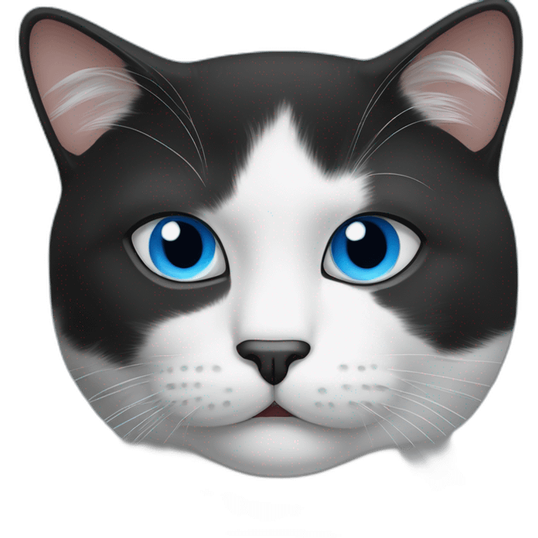 black and white cat with funny moustace and blue eyes like charlie chaplin emoji