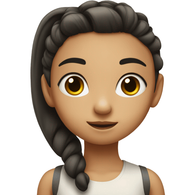 girl looking to the side with high ponytail and nose sticking out with black dot on cheek emoji