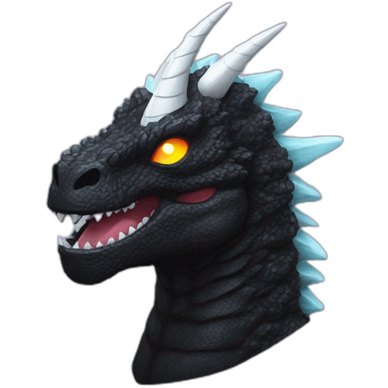 Epic Black Godzilla Head With Diamond Unicorn Horn and Lazer Eyes emoji