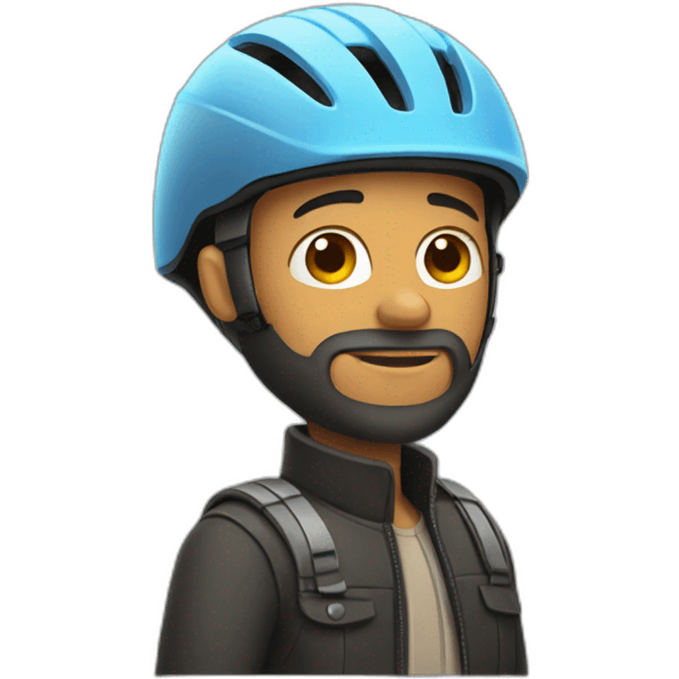 Man with side burns and bike helmet emoji