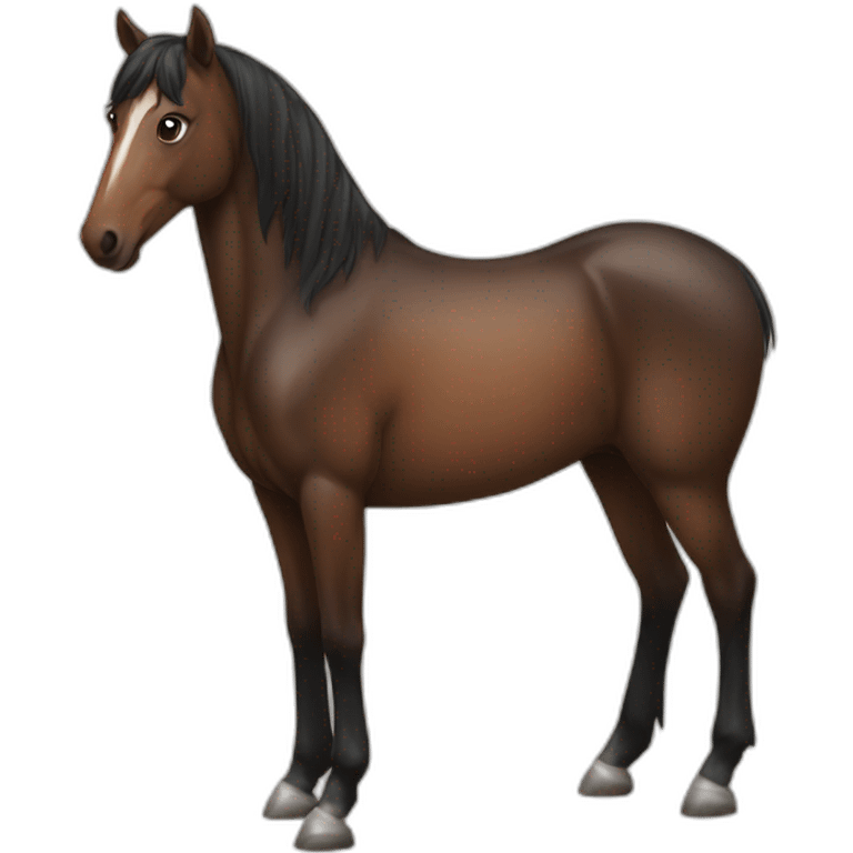 Brown horse without stains and with black and short mane emoji