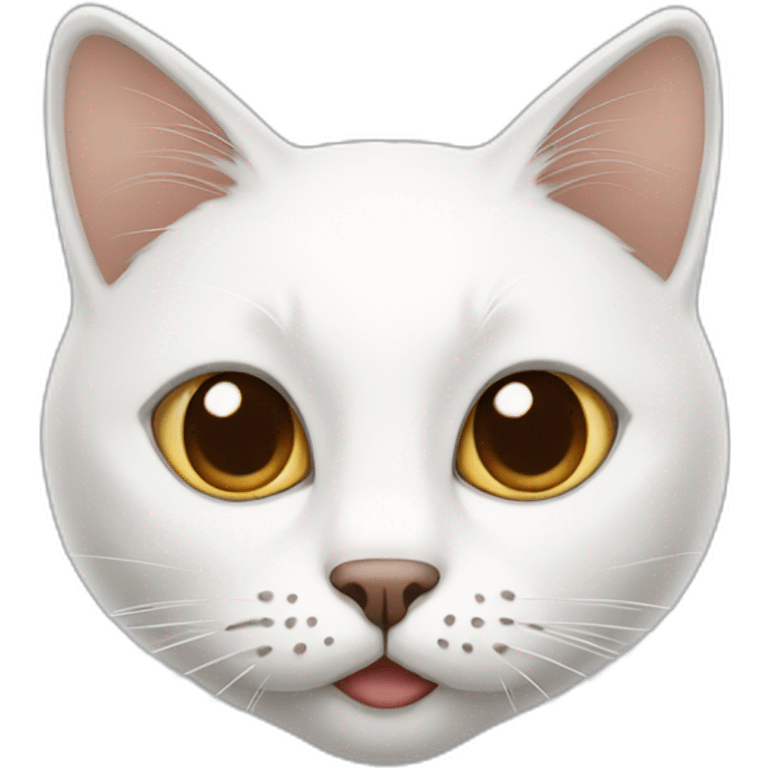 white cat with a little bit brown and half brown mouth emoji