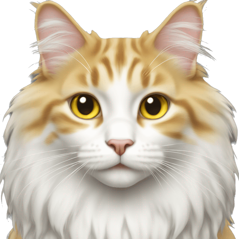 Yellow and White main coon cat emoji