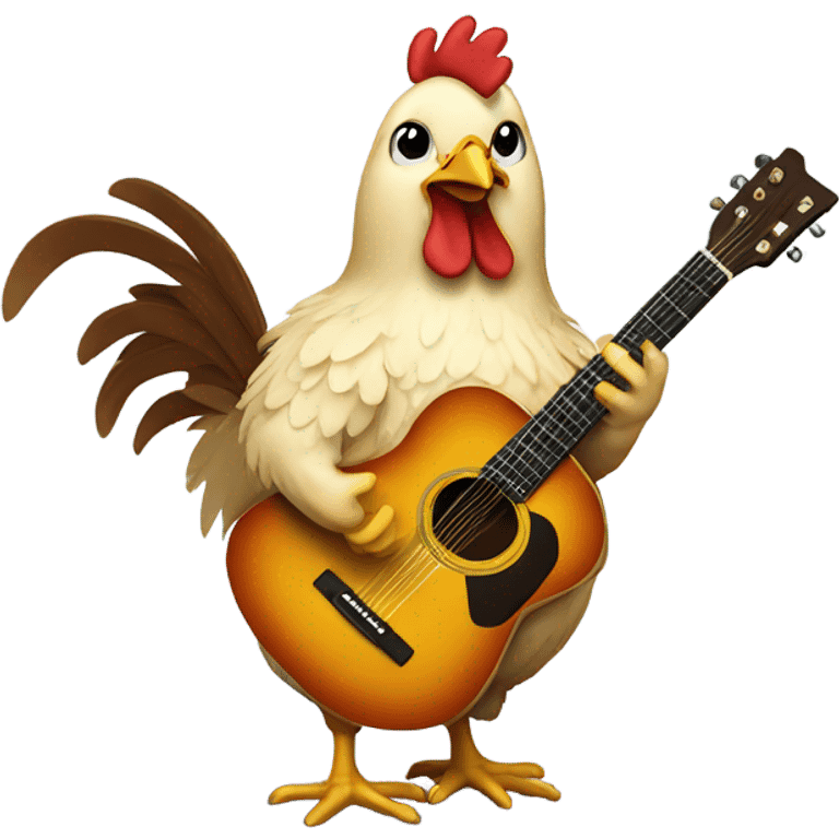 Chicken playing guitar emoji