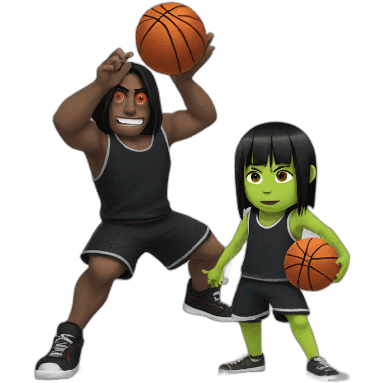 Itachi and shrek play basketball emoji