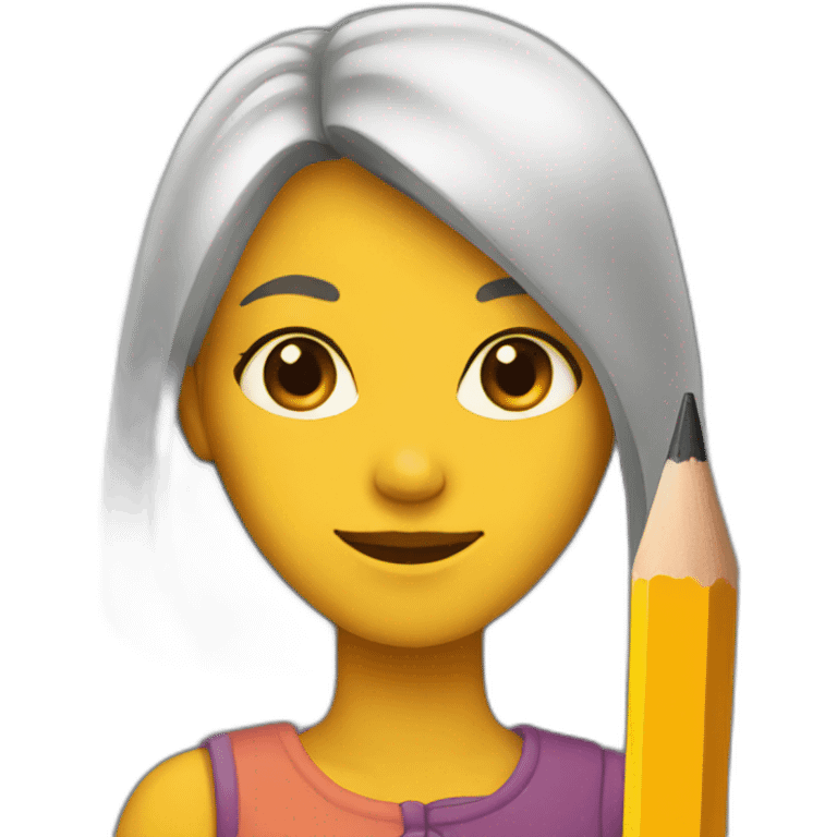 woman with a pencil emoji