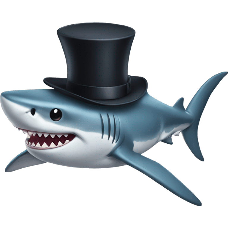 Shark with a top hat emoji