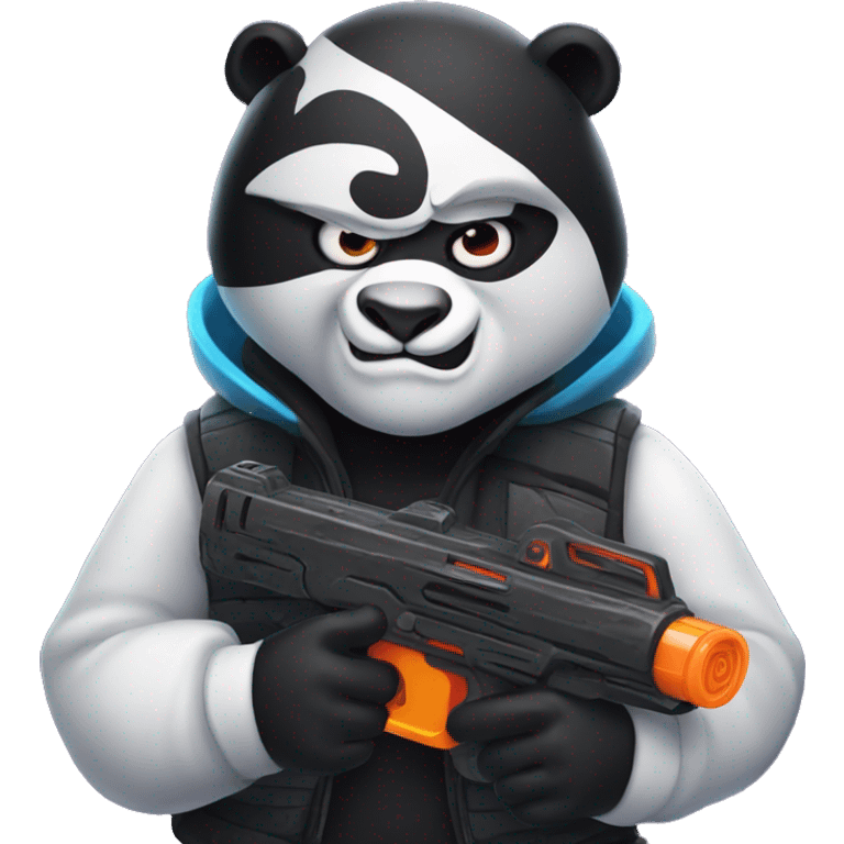 Evil panda with a nerf gun emoji