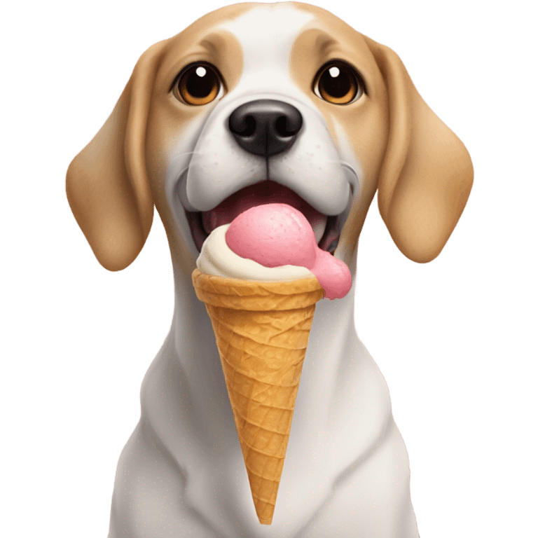 a dog licking a ice cream cone emoji