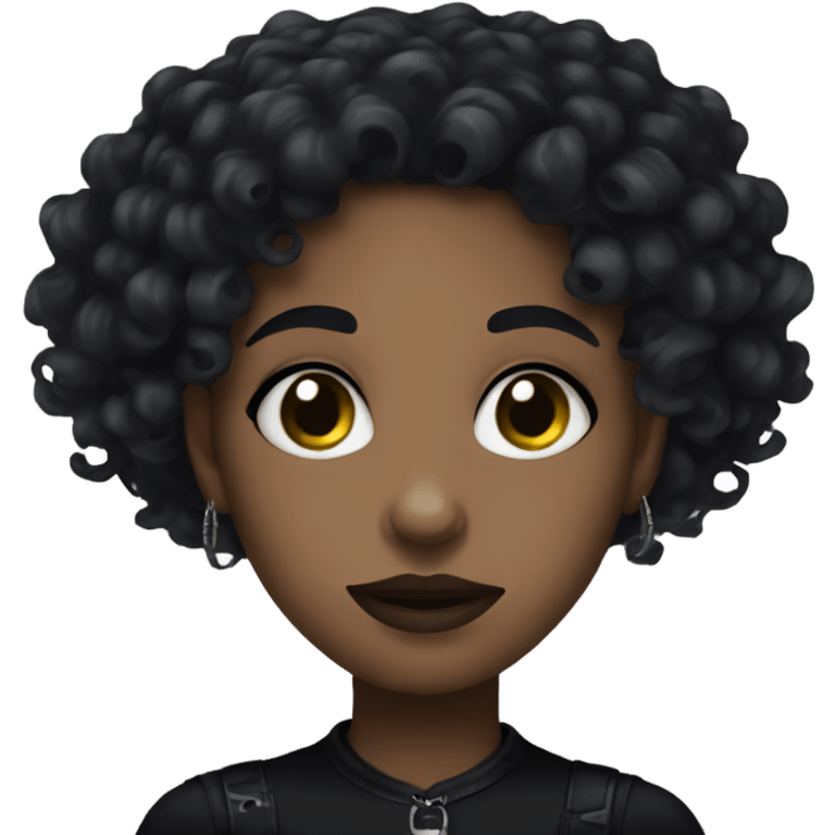 Black goth girl curly hair emoji