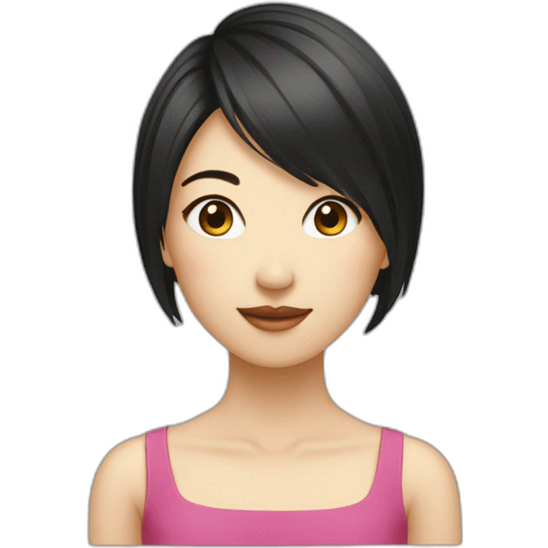 Femme cheveux cour noir asiatique emoji