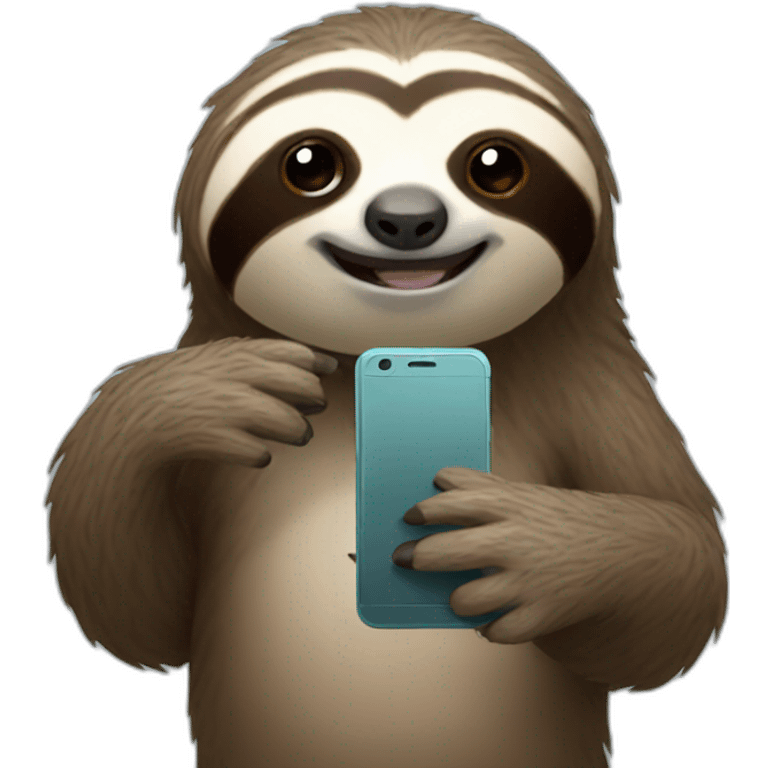 sloth on phone emoji