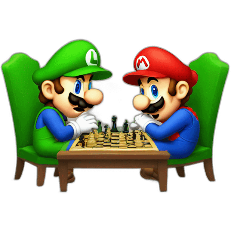 mario and luigi playing chess emoji